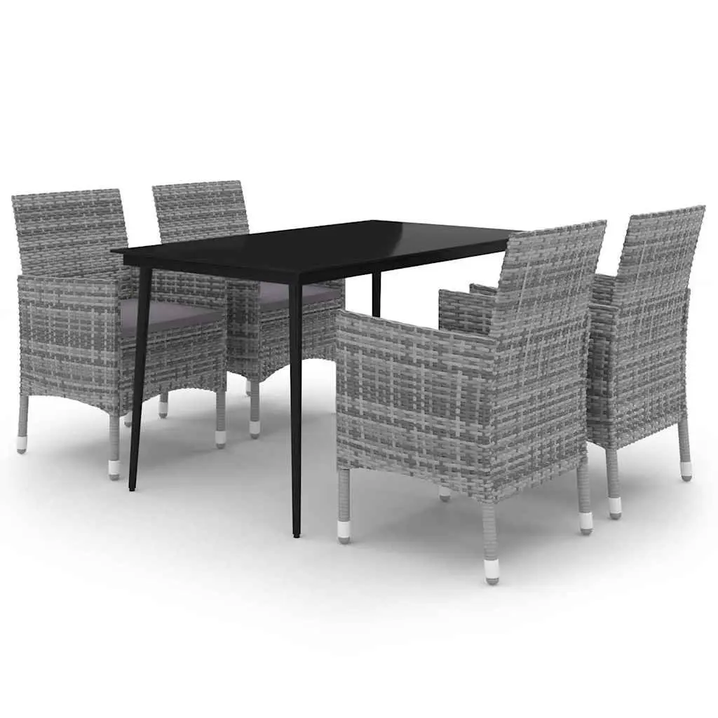 5 Piece Grey Dining Set for Outdoor Spaces