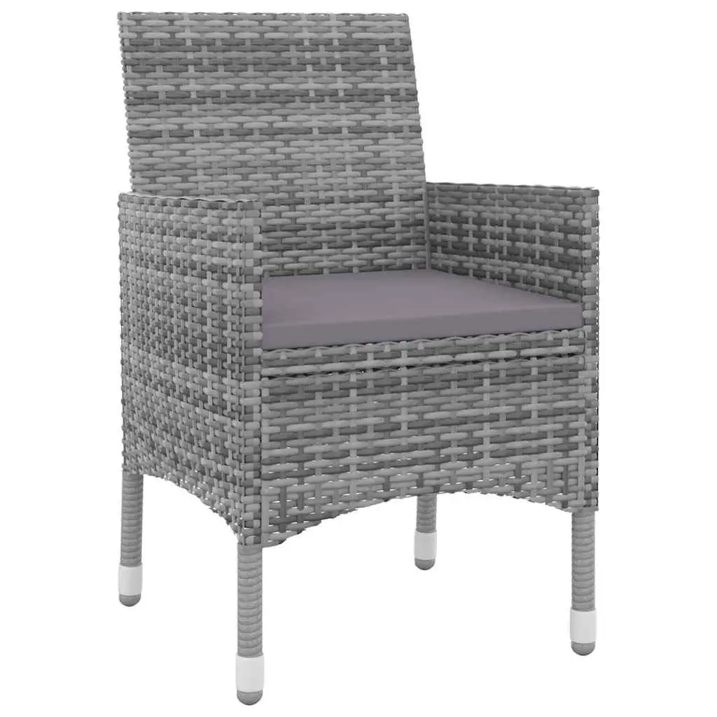 Garden Dining Set 7 Piece Outdoor Furniture Grey Poly Rattan Glass Table Chairs