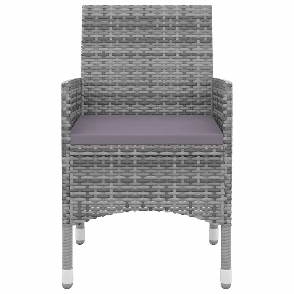 Garden Dining Set 7 Piece Outdoor Furniture Grey Poly Rattan Glass Table Chairs