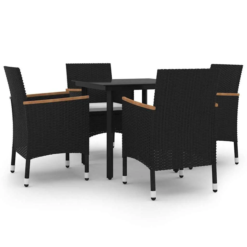 Garden Dining Set 5 Piece Outdoor Rattan Chair Table Glass Top Patio Furniture