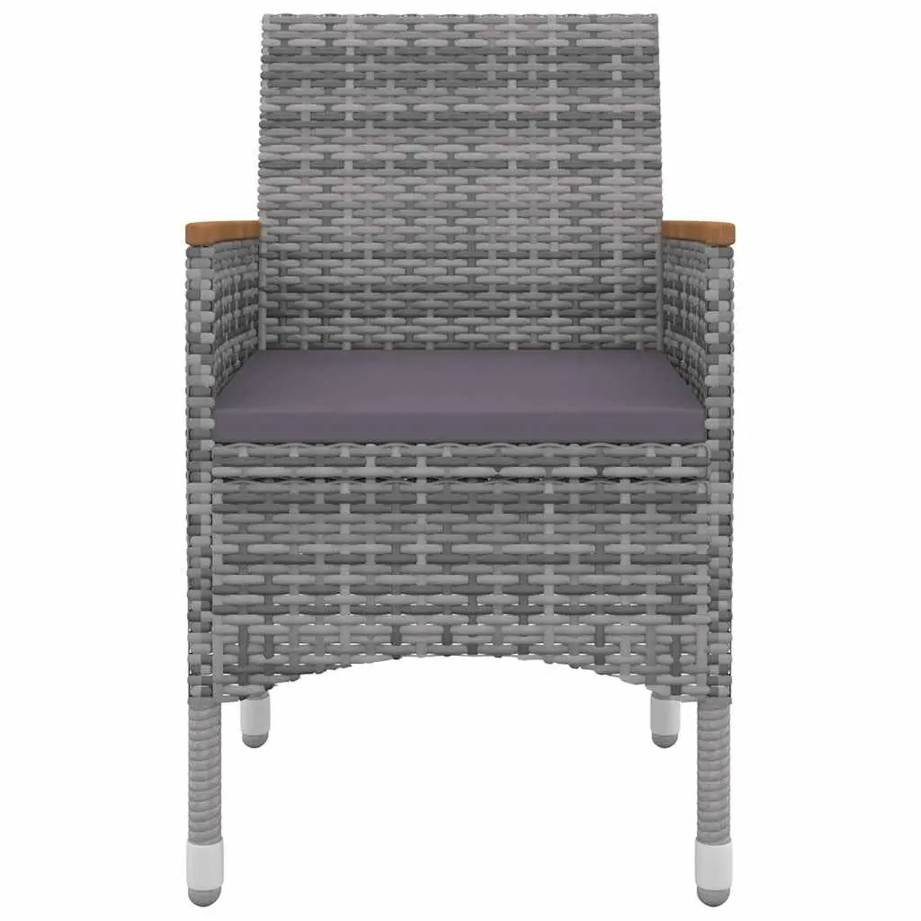 Garden Dining Set Grey 5 Piece Outdoor Furniture Poly Rattan Chairs Glass Table