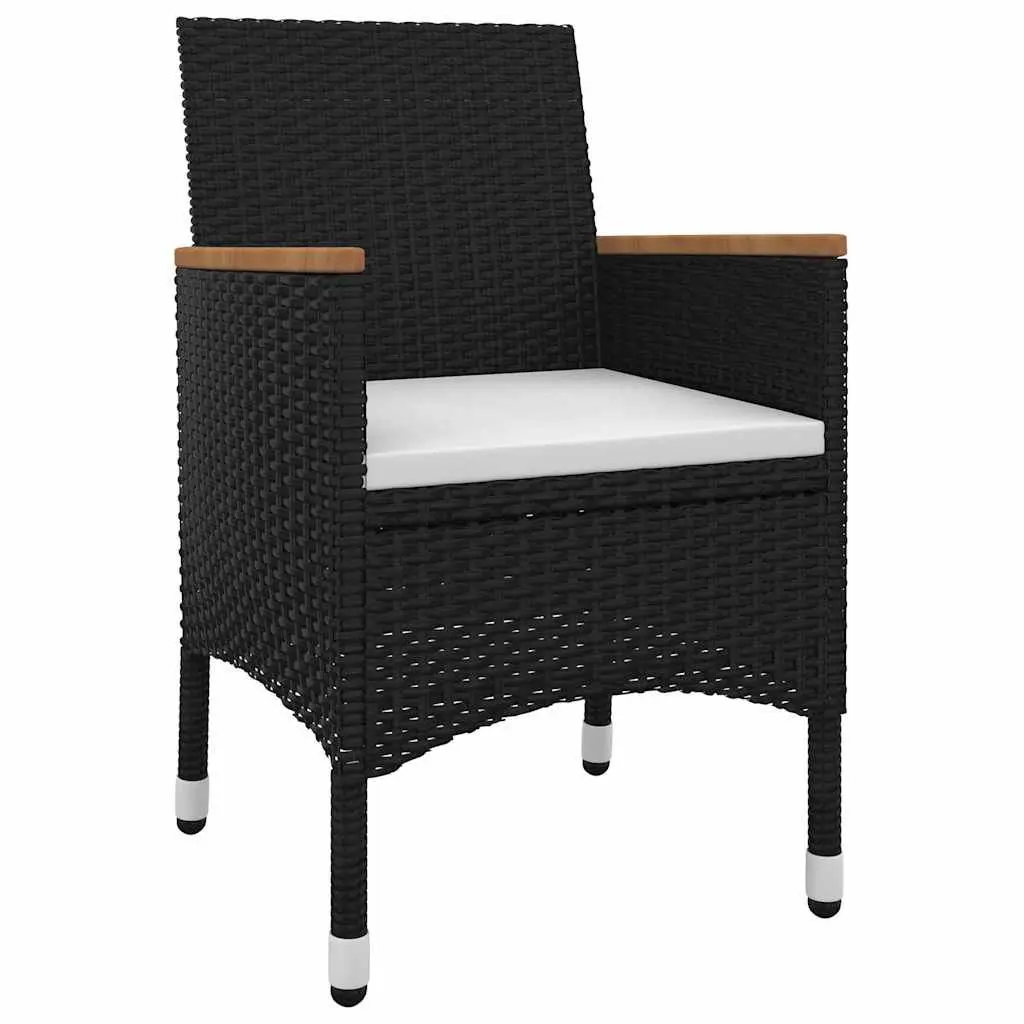 Garden Dining Set 5 Piece Outdoor Furniture Poly Rattan Glass Table Chairs Black