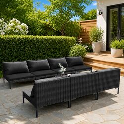 Compact 8 Piece Garden Lounge Set with Cushions, Easy Setup