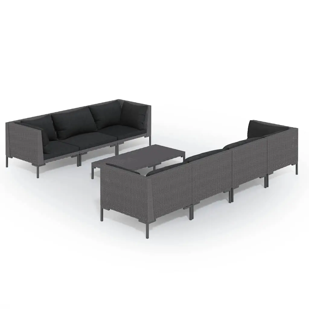 Garden Lounge Set 8 Piece Outdoor Furniture Grey PE Rattan Patio Sofa with