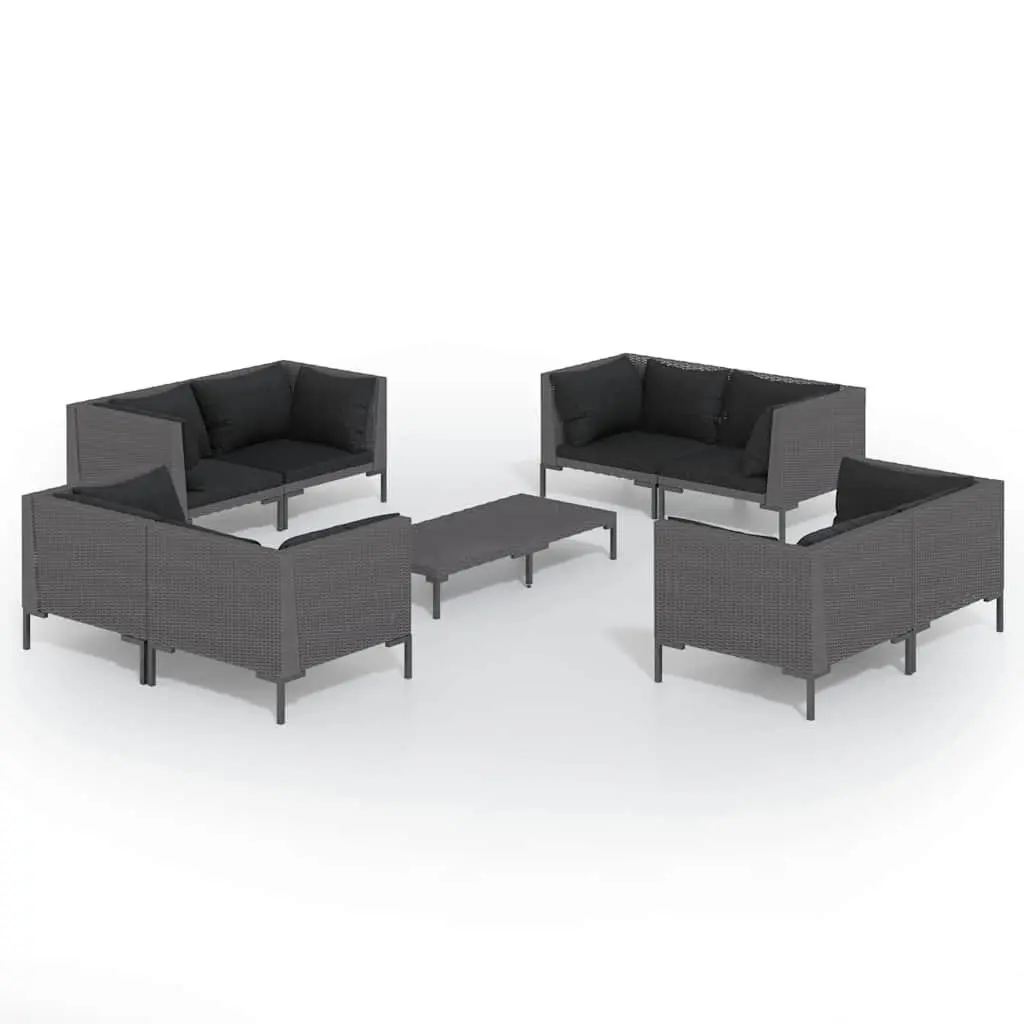 Garden Lounge Set 9 Pieces Grey Rattan Sofa, Easy to Maintain