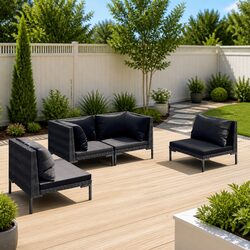 Garden Lounge Set 4 Piece Outdoor Patio Furniture Grey PE Rattan Sofa with