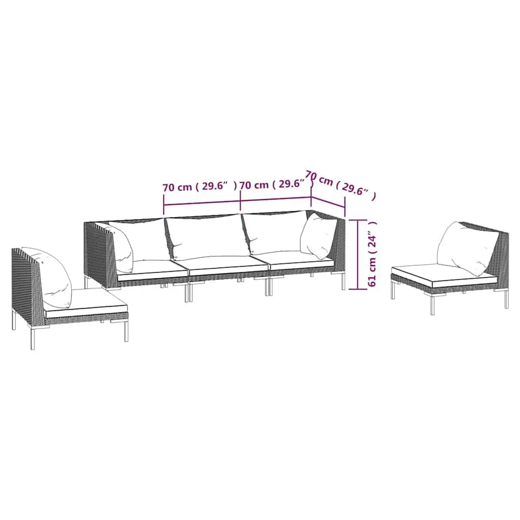 Garden Lounge Set Grey 5 Piece Outdoor Furniture Poly Rattan Sturdy Frame Weather Resistant