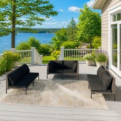 6-Piece Garden Lounge Set with Grey Cushions