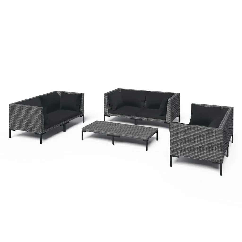 Garden Lounge Set 7 Piece Outdoor Furniture PE Rattan Grey Patio Sofa Cushions
