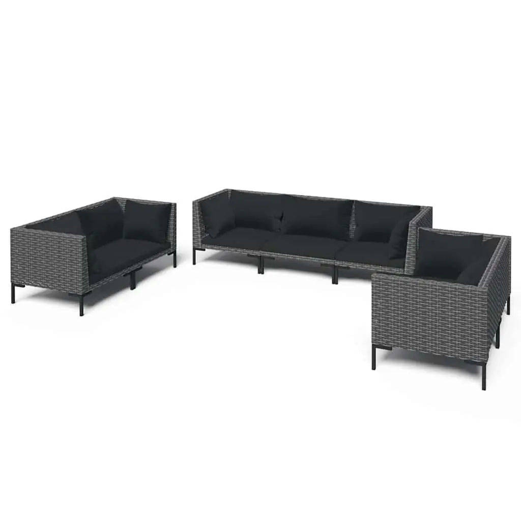 Garden Lounge Set 7 Piece Outdoor Furniture with Cushions Grey Rattan Patio Sofa
