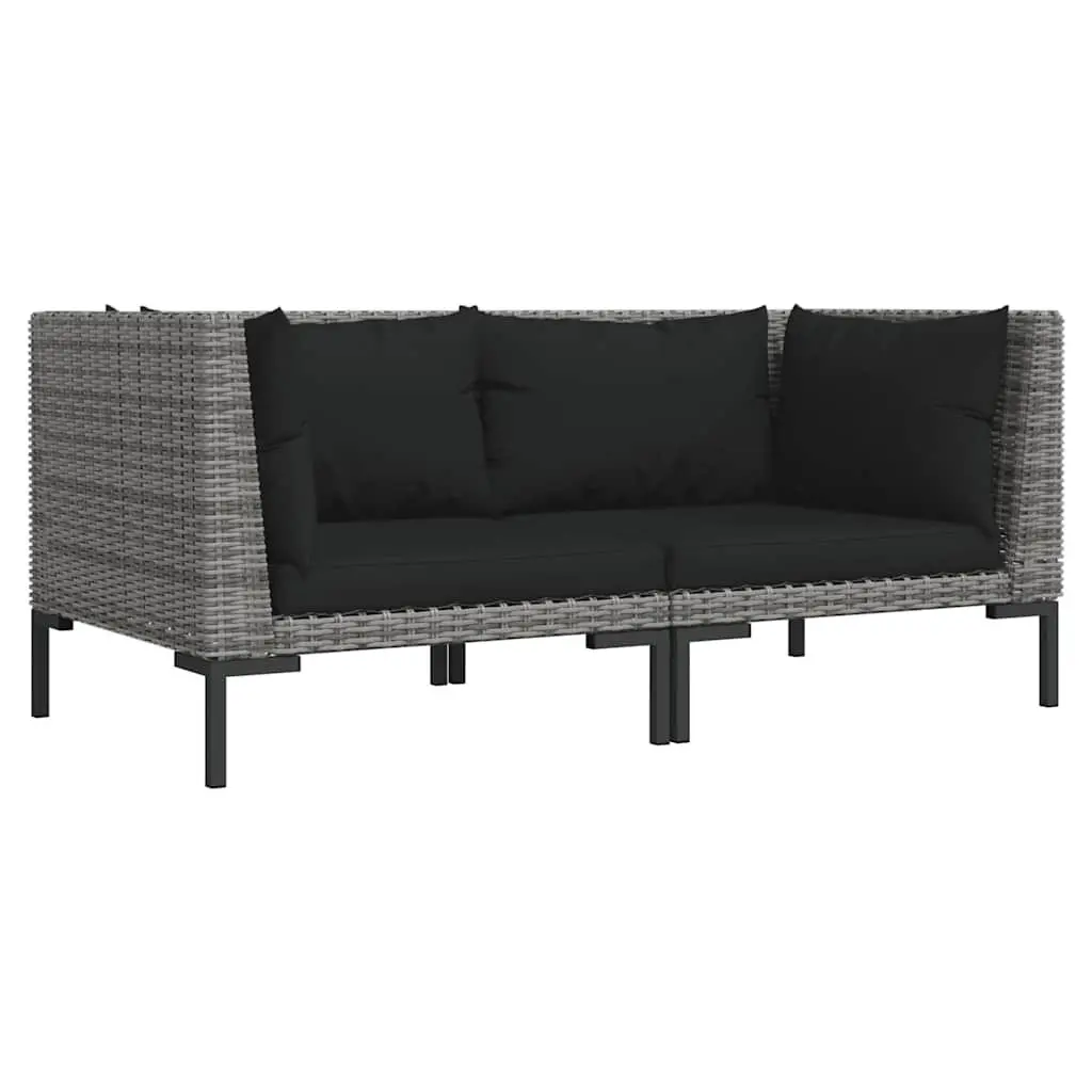 Garden Lounge Set 7 Piece Outdoor Furniture with Cushions Grey Rattan Patio Sofa