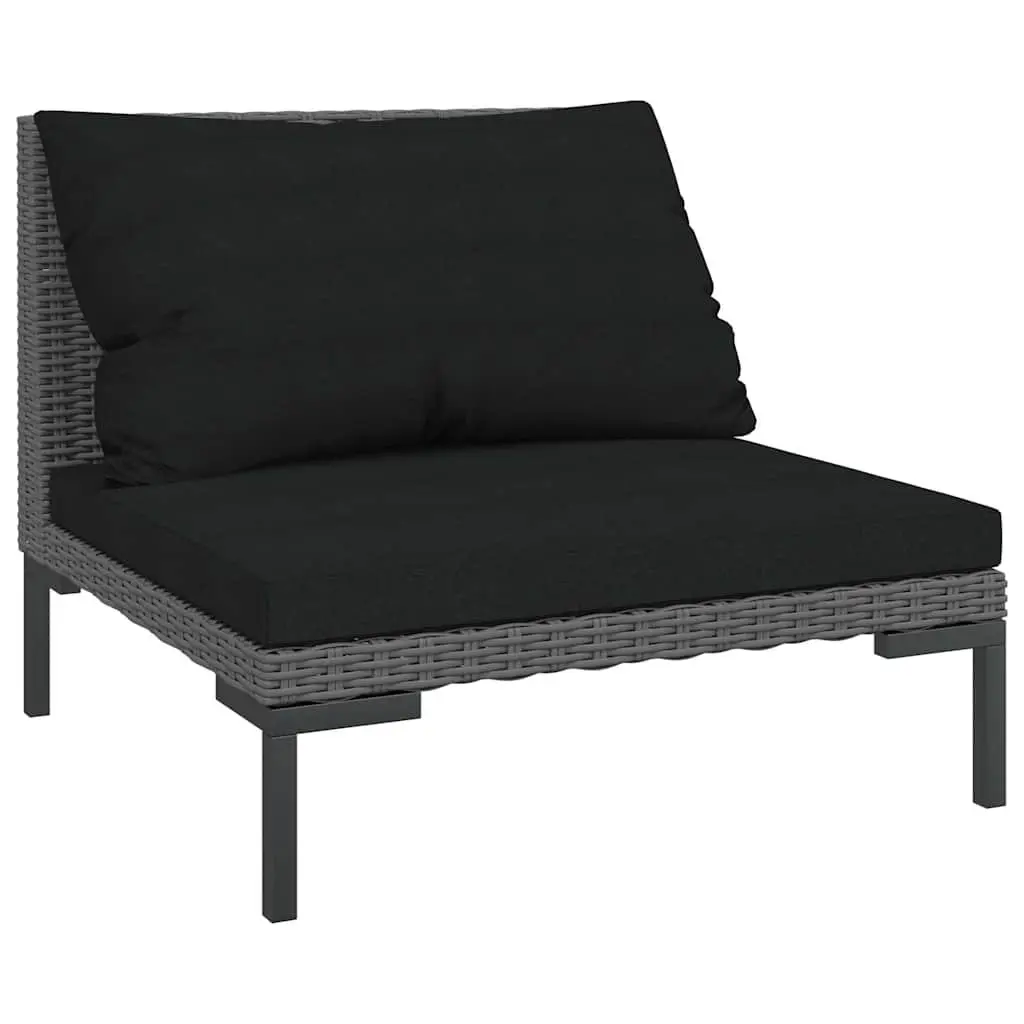 Garden Lounge Set 7 Piece Outdoor Furniture with Cushions Grey Rattan Patio Sofa