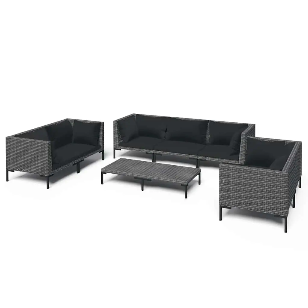 Garden Lounge Set 8 Piece Outdoor Furniture Grey Poly Rattan Patio Sofa with