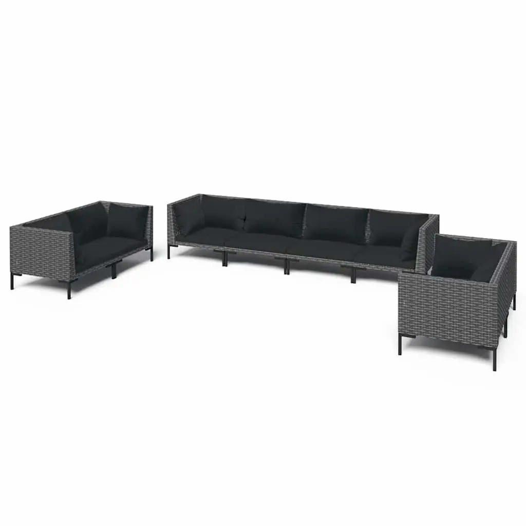 Garden Lounge Set 8 Piece Outdoor Furniture PE Rattan Grey Patio Sofa with