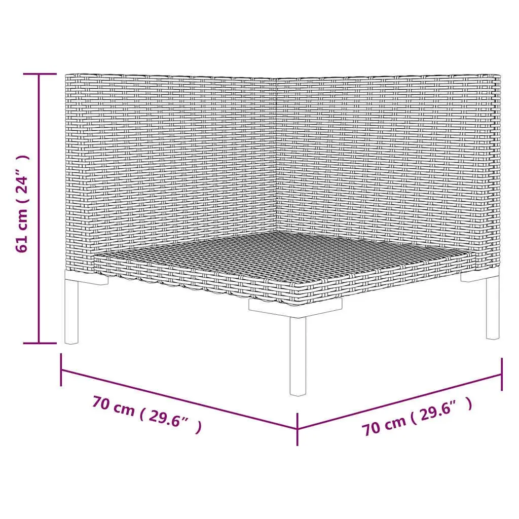 Garden Lounge Set 8 Piece Outdoor Furniture PE Rattan Grey Patio Sofa with