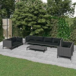Concise 9-Piece Outdoor Lounge Set with Cushions