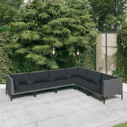 6-Piece Grey Rattan Garden Lounge - Compact and Stylish