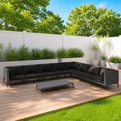 Concise 9-Piece Outdoor Garden Lounge Set in Grey Rattan