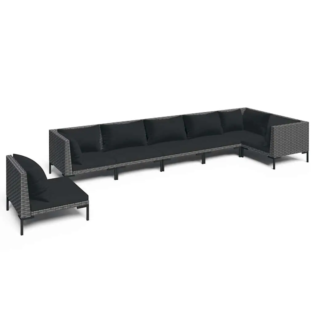 7 Piece Garden Lounge Set Grey Outdoor Patio Furniture with Cushions