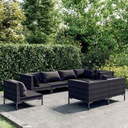 Concise 8-Piece Garden Lounge Set with Grey Cushions