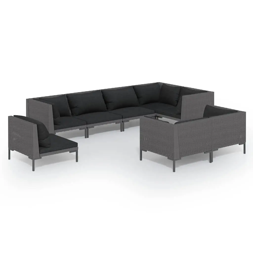 Garden Lounge Set Grey 8 Piece Outdoor Furniture Poly Rattan Sofa with Cushions