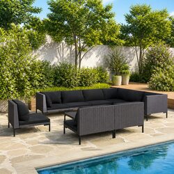 Concise 10-Piece Garden Lounge Set with Cushions