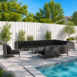 Concise 11 Piece Grey Garden Lounge Furniture Set