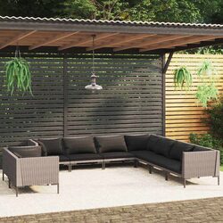 Compact and Stylish 9-Piece Outdoor Lounge Set - Grey