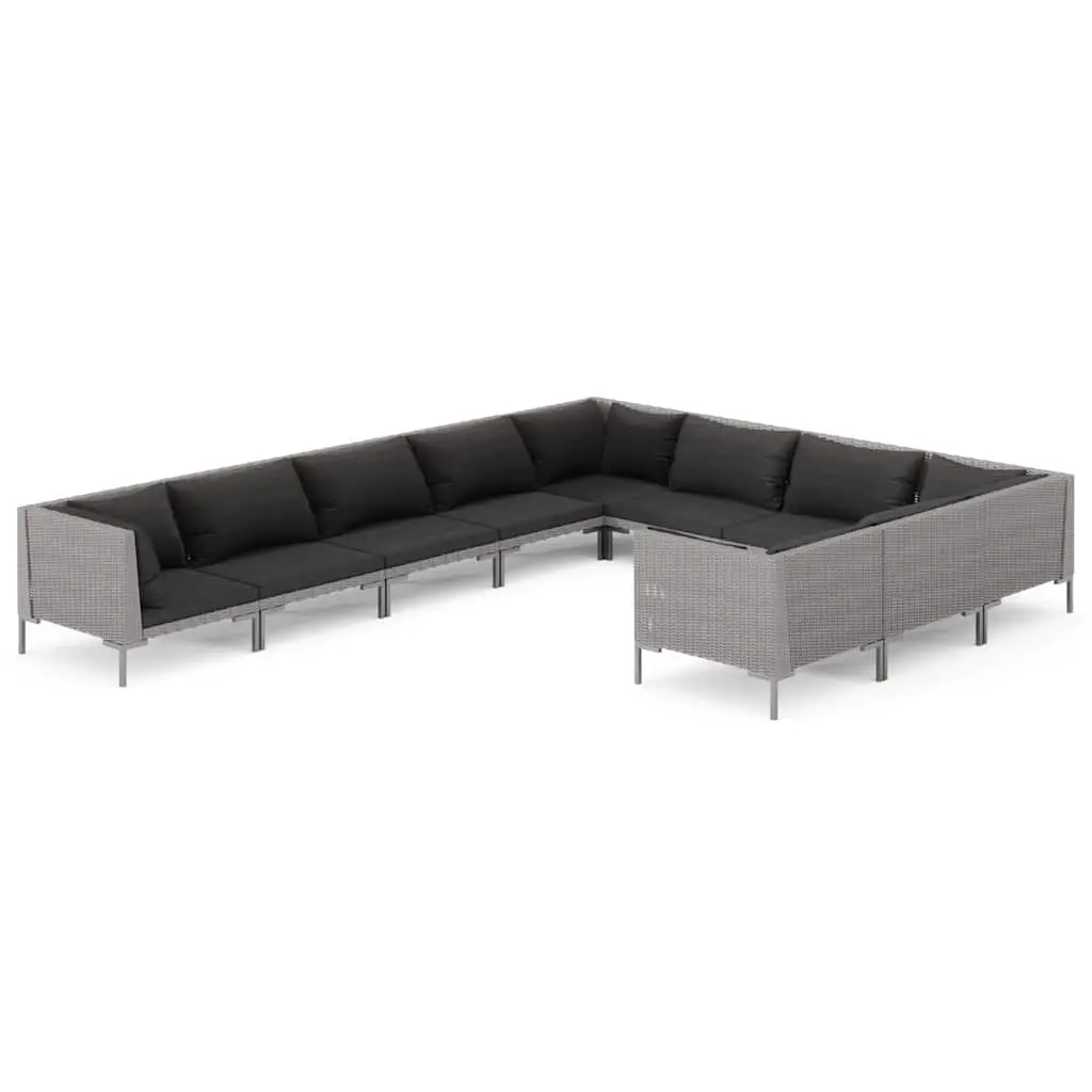 Garden Lounge Set Grey 10 Piece Outdoor Furniture Poly Rattan Patio Sofa