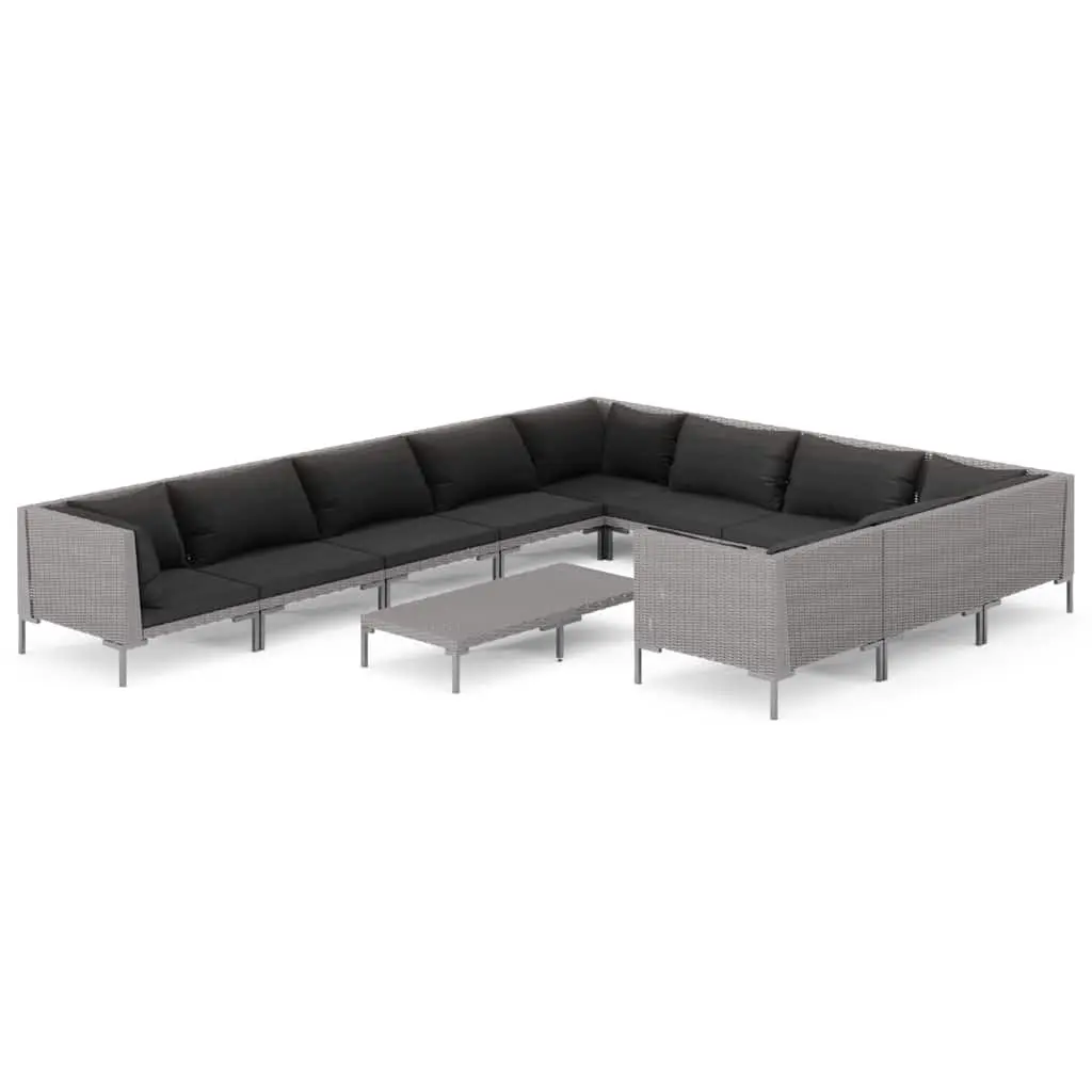 Garden Lounge Set 11 Piece Outdoor Furniture Patio Sofa with Cushions Grey