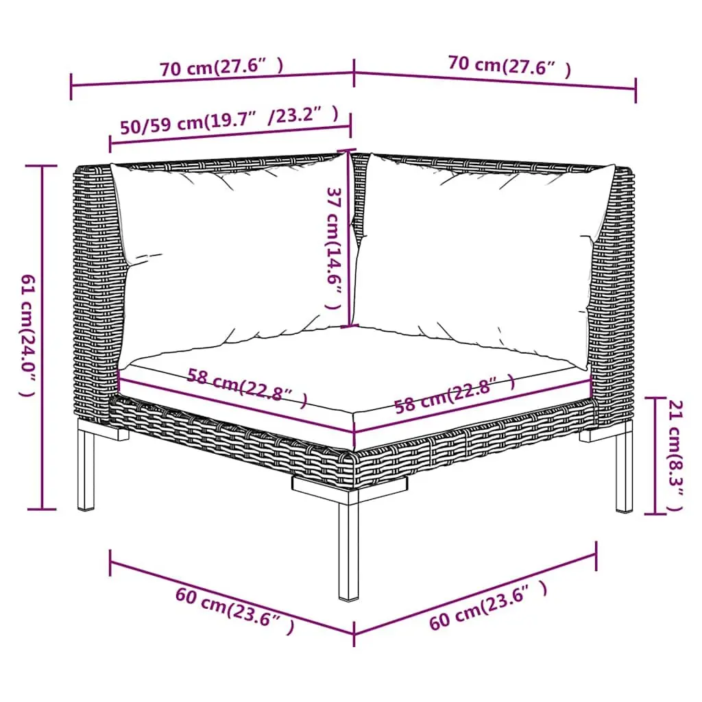 Garden Lounge Set 13 Piece Outdoor Furniture with Cushions Rattan Grey Patio