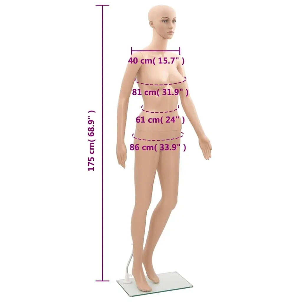 Female Mannequin Display Figure Beige 360° Adjustable Head Arms