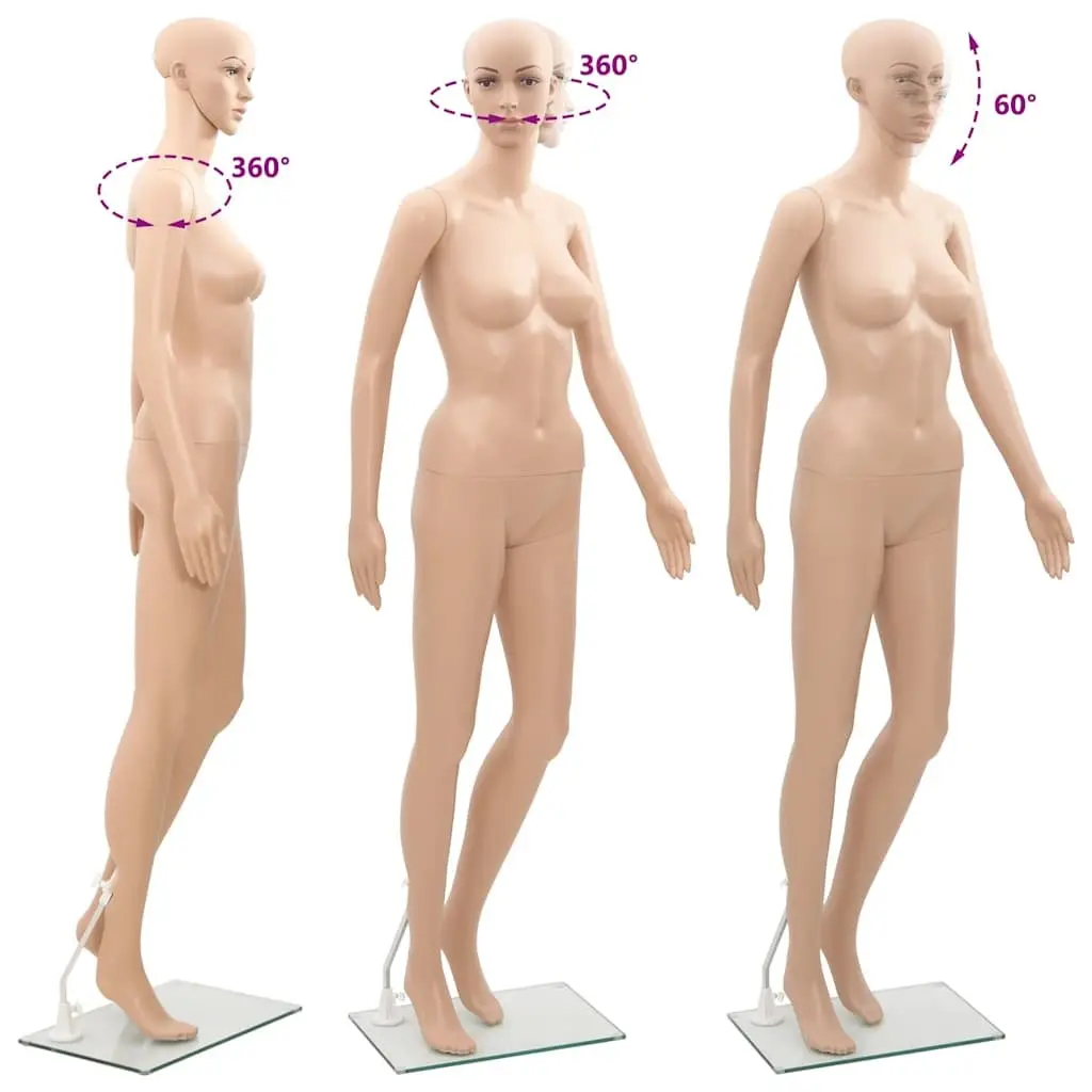 Female Mannequin Display Figure Beige 360° Adjustable Head Arms