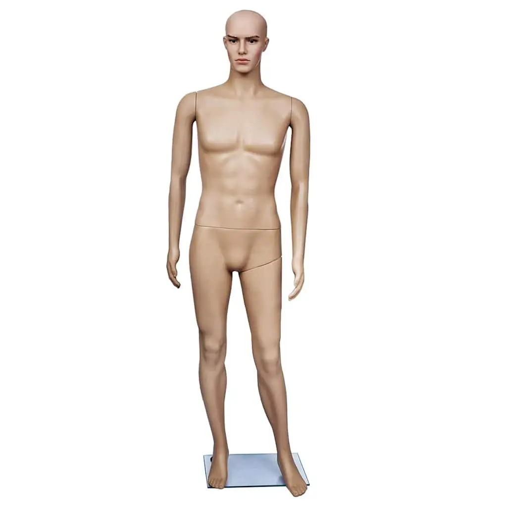 Full-Body Male Mannequin Beige 6 Piece Articulated Head Arms Legs 360 Degree Rotation