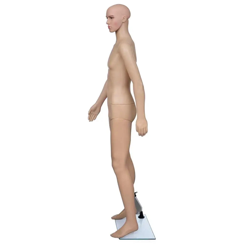 Full-Body Male Mannequin Beige 6 Piece Articulated Head Arms Legs 360 Degree Rotation