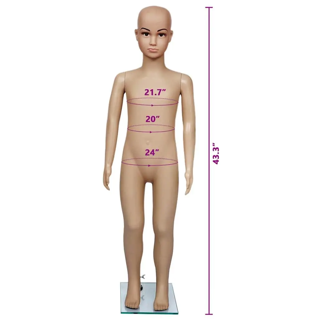 Child Mannequin Display Torso Beige Removable Arms Rotating 360 Degrees