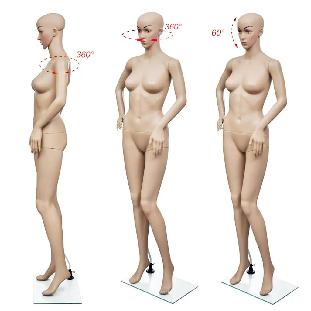 Full Body Mannequin Beige 6 Piece Display Torso with Glass Base Stand