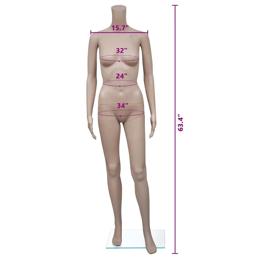 Beige Female Mannequin Without Head 360 Degree Rotating Arms PE Material Display Torso