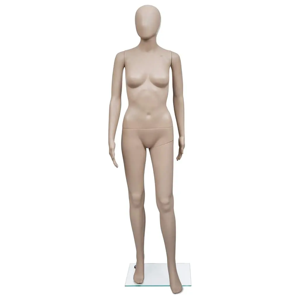 Female Mannequin Beige 6 Piece Articulated Body with Glass Base Stand