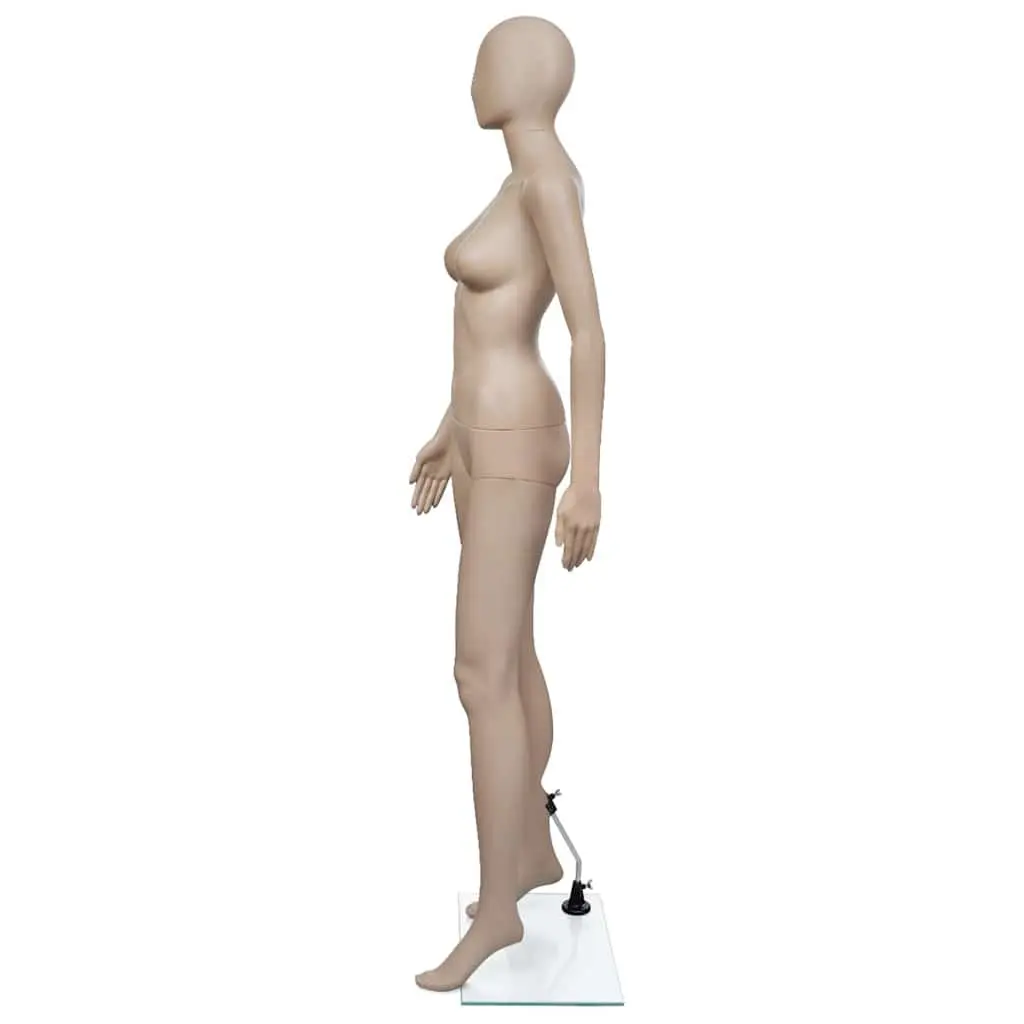 Female Mannequin Beige 6 Piece Articulated Body with Glass Base Stand