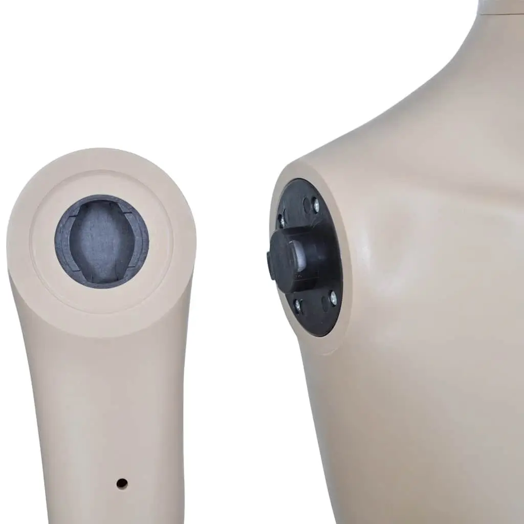Female Mannequin Beige 6 Piece Articulated Body with Glass Base Stand