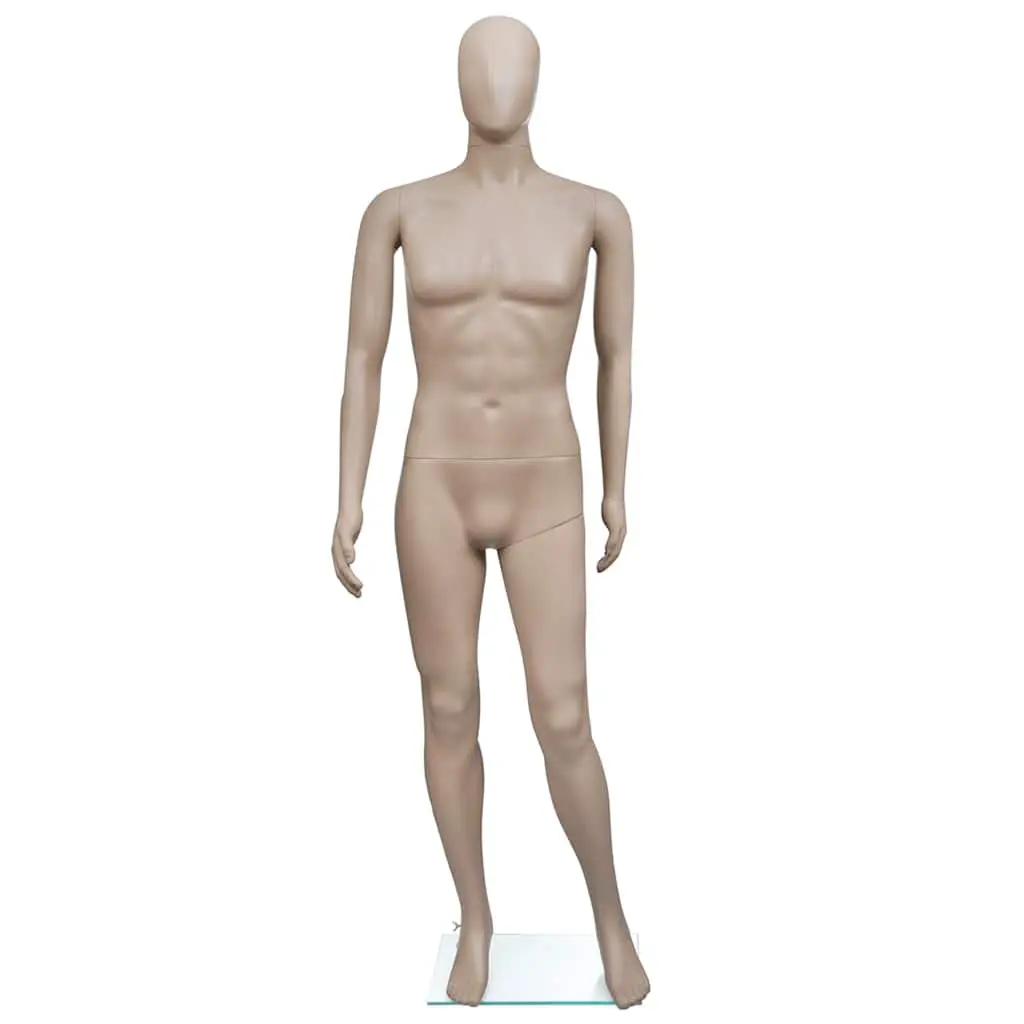 Full-Body Male Mannequin Beige 360° Rotatable Head and Arms Display Fashion Retail Clothing Dress