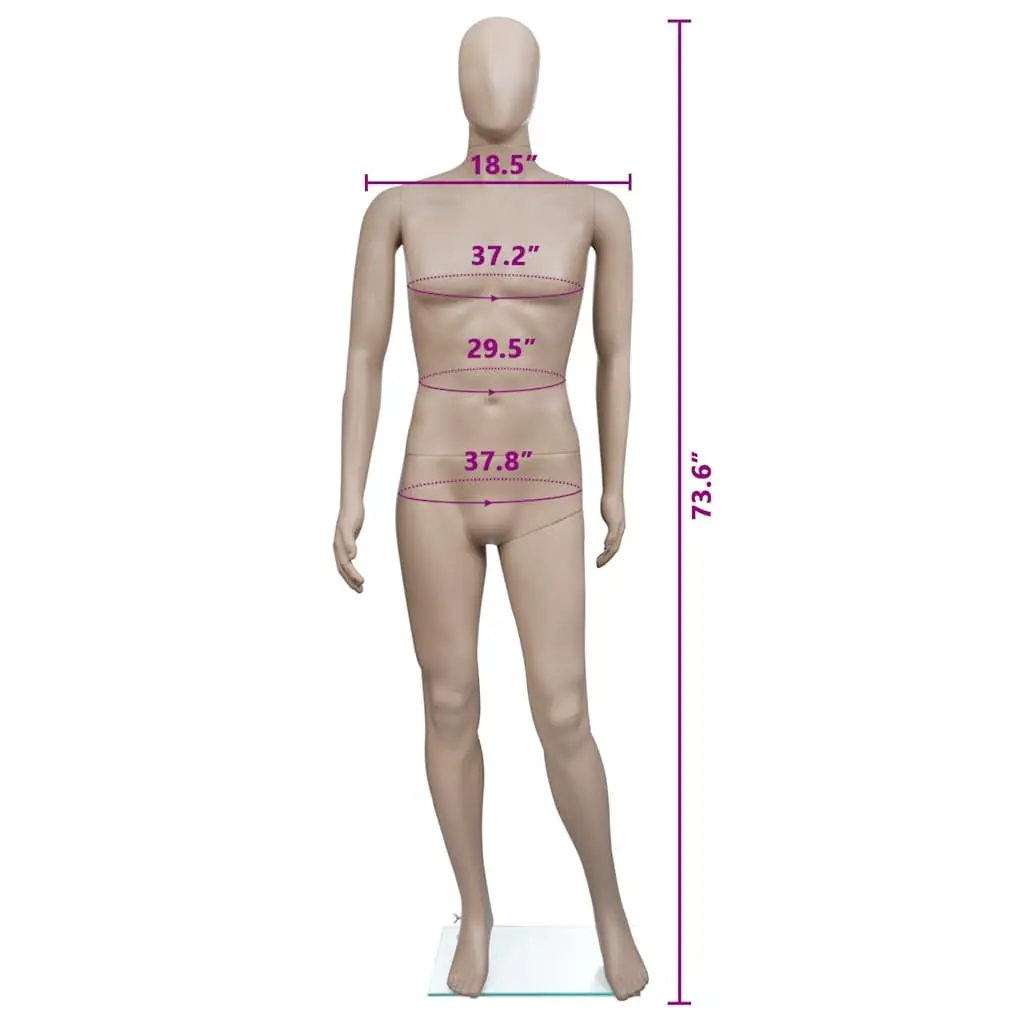 Full-Body Male Mannequin Beige 360° Rotatable Head and Arms Display Fashion Retail Clothing Dress