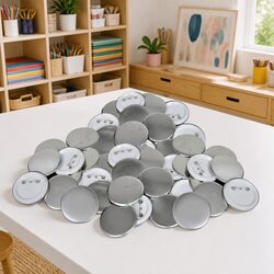 Concise 500pcs Pinback Button Parts: 58mm, Silver Backs