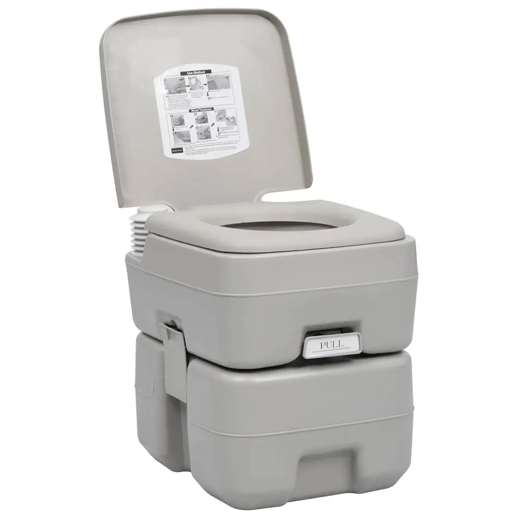 Portable Camping Toilet Grey 20L Waste 10L Fresh Water Tank Caravan Motorhome