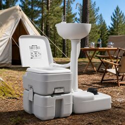 Compact Camping Toilet and Handwash Station Set