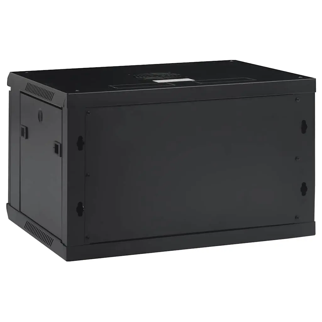 6U Wall Mounted Network Cabinet Black 600x450x350mm Lockable Front Door Removable Side Panels