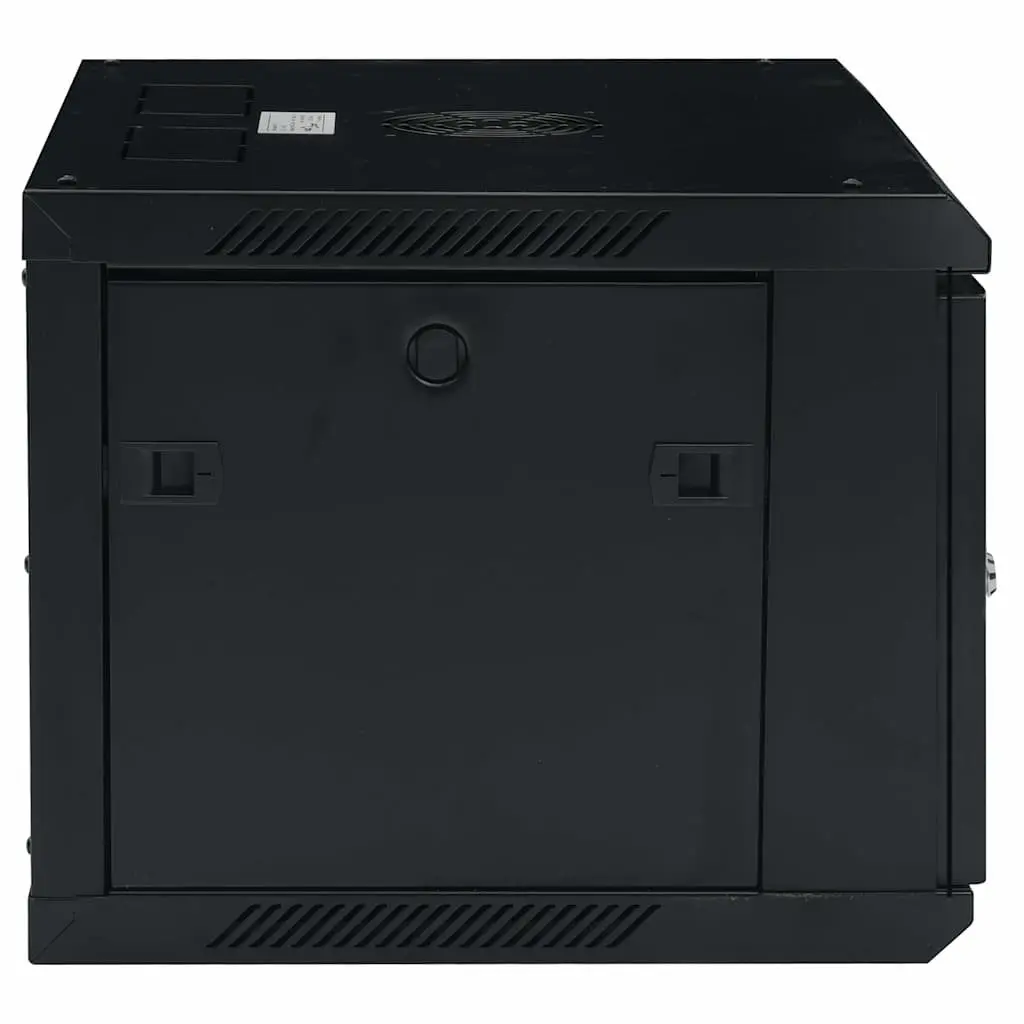 6U Wall Mounted Network Cabinet Black 600x450x350mm Lockable Front Door Removable Side Panels
