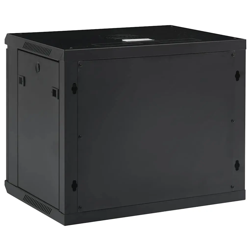 9U Wall Mounted Network Cabinet Black 600x450x510mm Lockable Front Door Removable Side Panels