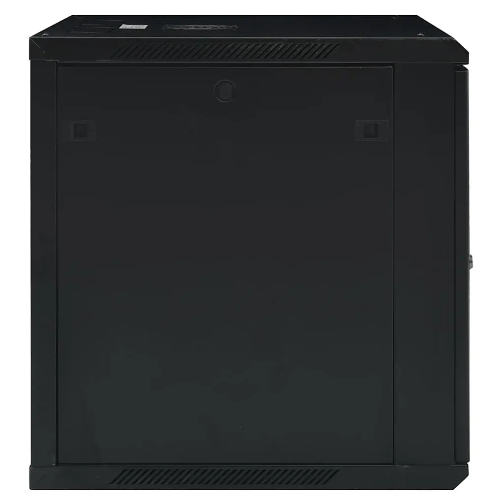 12U Network Cabinet Black 19 Inch Wall Mounted Lockable Front Door Cold Rolled Steel